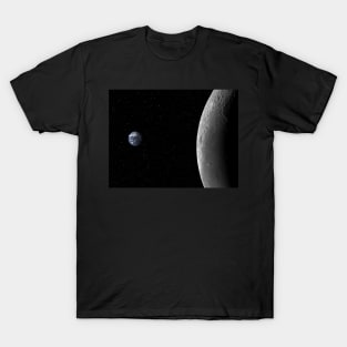 Moon and the small planet Earth T-Shirt